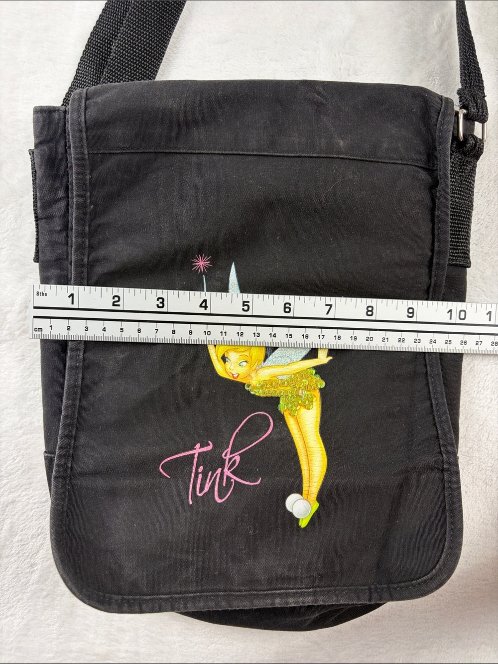 Disney Messenger Bag Tinker Bell Black Graphic Tink DC53253 One Size - Picture 9 of 9
